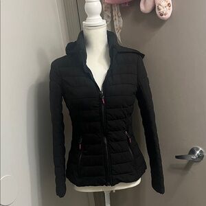 Nautica Black Quilted Hooded Women's Puffer Jacket